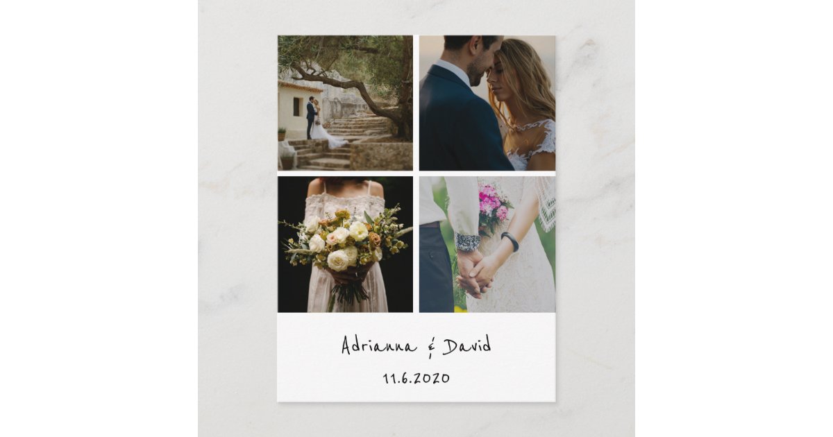 Rustic Bohemian Wedding Thank You Photo Collage Postcard | Zazzle