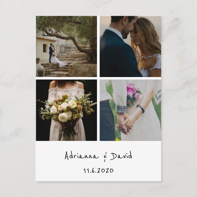 Rustic Bohemian Wedding Thank You Photo Collage Postcard (Front)