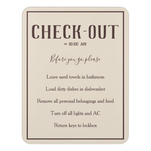 Rustic Bohemian Wheat Guest Check Out Sign