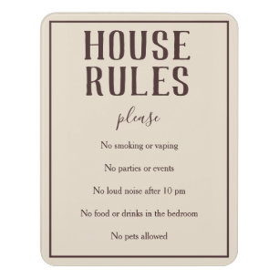 Rustic Bohemian Wheat House Rules Guest Sign