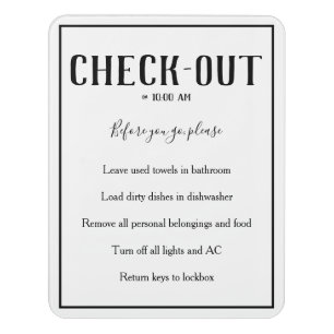 Rustic Bohemian White Guest Check Out Sign