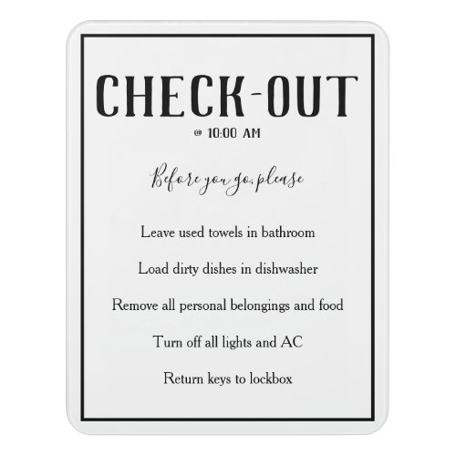 Rustic Bohemian White Guest Check Out Sign