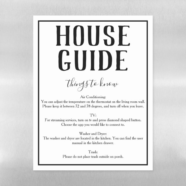 Rustic Bohemian White House Guide Magnet Sheet (Vertical)