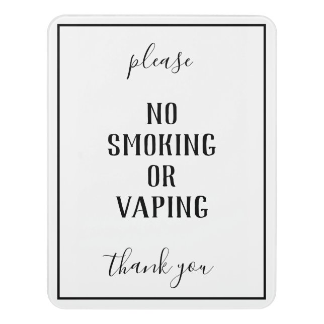 Rustic Bohemian White No Smoking Sign (Contemporary Vert)