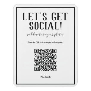 Rustic Bohemian White QR Code Social Media Sign