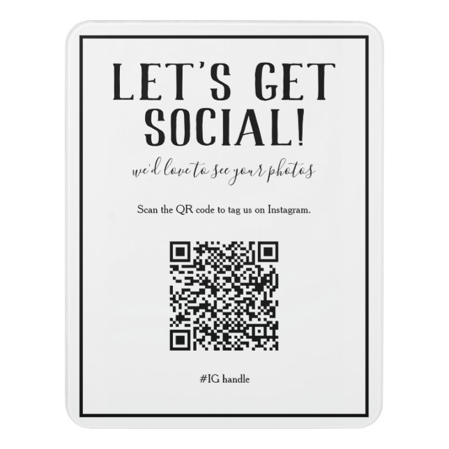 Rustic Bohemian White QR Code Social Media Sign (Contemporary Vert)