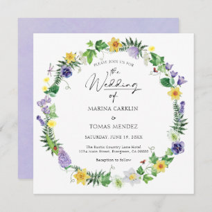 Rustic Bohemian Wildflower Wedding Invitation