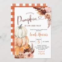 Rustic Boho A Little Pumpkin is On The Way Invitat Invitation