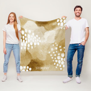 Rustic Boho Abstract Textured Pattern -Earthy Tone Fleece Blanket