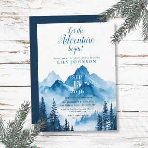 Rustic Boho Adventure Begin Mountain Baby Shower Invitation