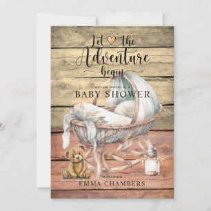 Rustic Boho Adventure Begins Baby Shower Invitation