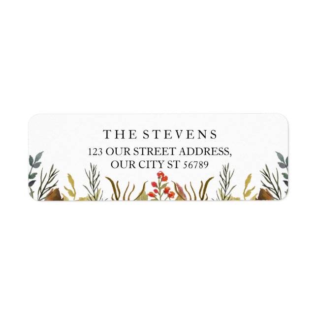 Rustic Boho Animals Watercolor Foliage Wedding Label (Front)