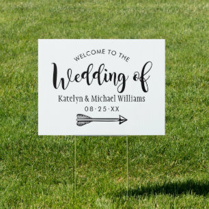 Rustic Boho Arrow Black White Wedding Welcome Sign