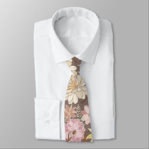 Rustic Boho Asphalt Floral Pattern  Neck Tie