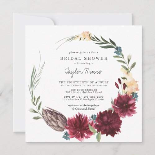 Rustic Boho Autumn Bridal Shower Invitation