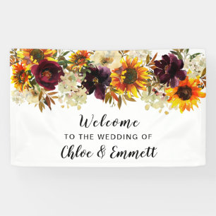 Rustic Boho Autumn Floral Wedding Welcome Banner