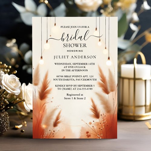 Rustic Boho Autumn Ombre Brown Bridal Shower Invitation