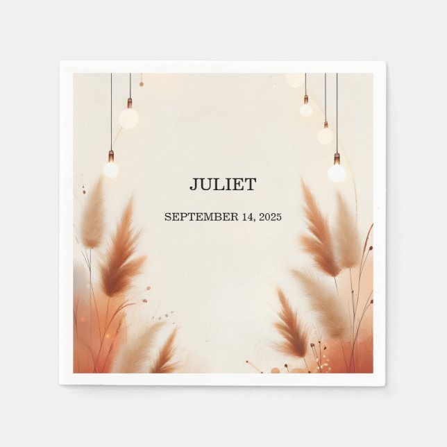 Rustic Boho Autumn Ombre Brown Bridal Shower Napkins (Front)