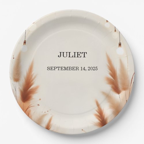 Rustic Boho Autumn Ombre Brown Bridal Shower Paper Plates