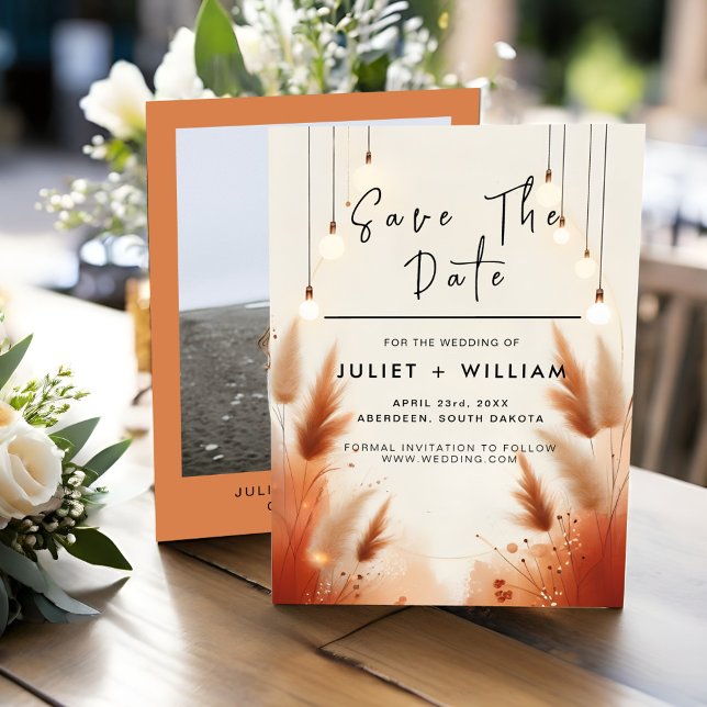 Rustic Boho Autumn Ombre Brown Wedding Save The Date (Creator Uploaded)