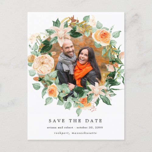 Rustic Boho Autumn Wedding Save the Date Announcement Postcard