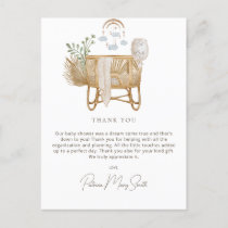 Rustic Boho Baby Cot Baby Shower Thank You Postcard