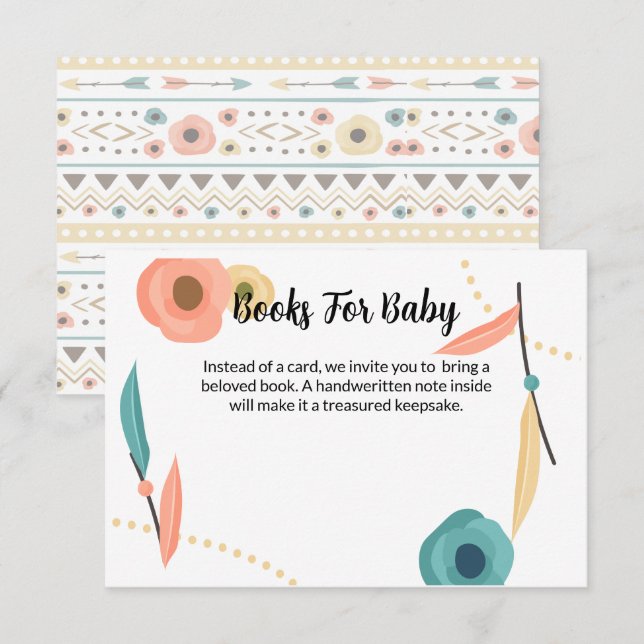 Rustic Boho Baby Shower Book For Baby Enclosure Card (Front/Back)