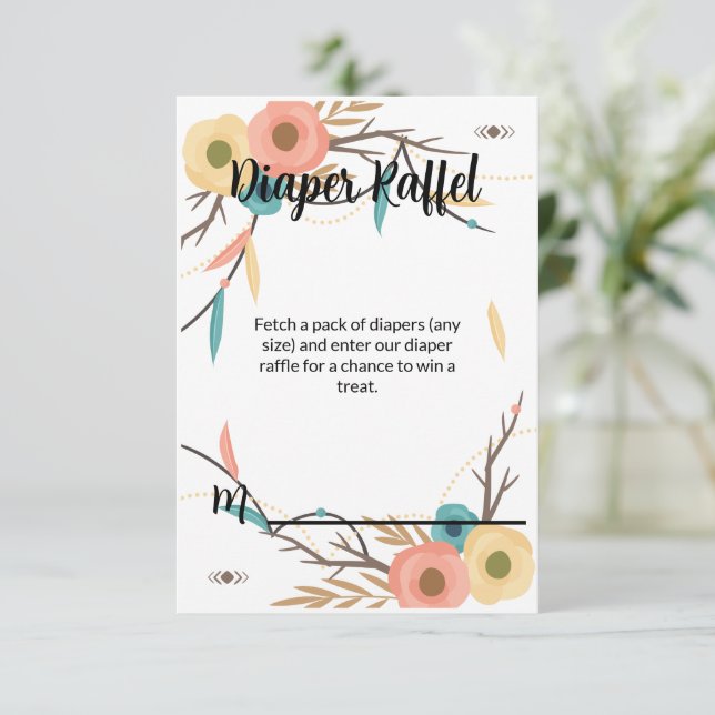 Rustic Boho Baby Shower Diaper Raffle Enclosure Card (Standing Front)