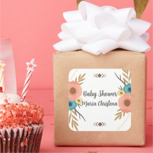 Rustic Boho Baby Shower  Square Sticker