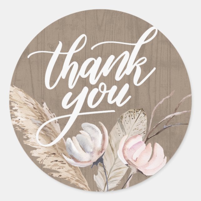 Rustic Boho Baby Shower Thank You Sticker – Waterc (Front)
