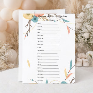 Rustic Boho Baby Shower Word Unscramble