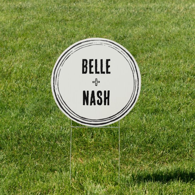 Rustic Boho Barn Wedding Yard Sign (Insitu)