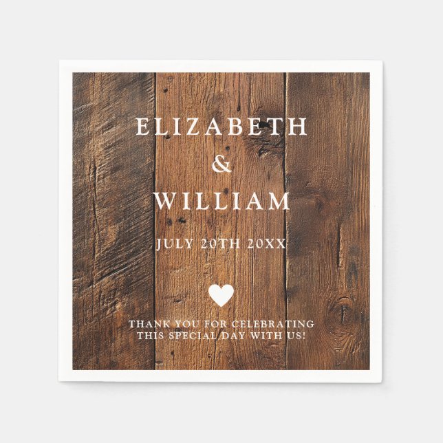 Rustic Boho Barn Wood Western Country Wedding Napkins (Front)