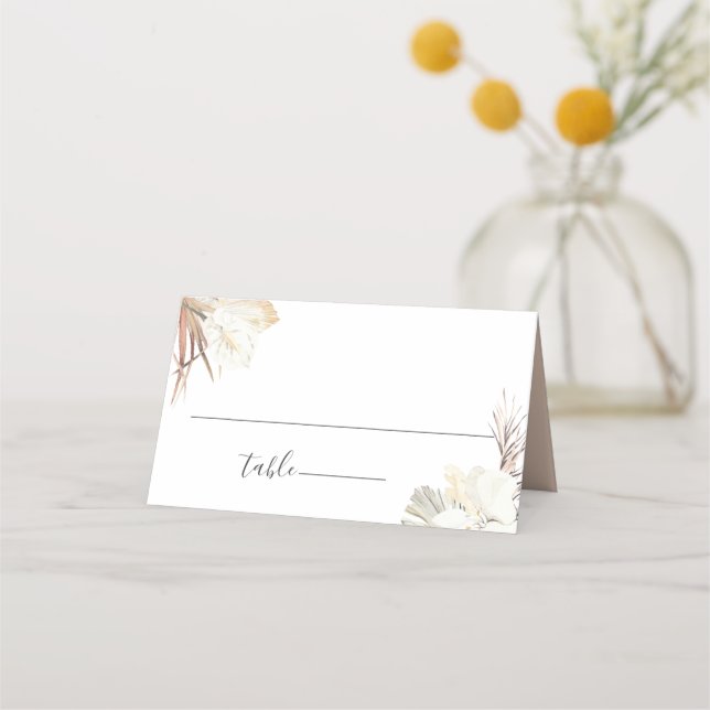 Rustic Boho Beach Botanical Wedding Place Card (Front)