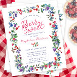 Rustic Boho Berry 18th Birthday Budget Invitation<br><div class="desc">Just in time for Summer 2024, our brand new Summer Berry Bliss collection. Red, white and blue patriotism meets rustic Boho Chic. Strawberries, raspberries and blueberries on a white background create a patriotic vibe in this berry botanical frame. Berry Sweet is written in a playful and casual red script that...</div>