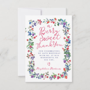 Rustic Boho Berry Summer 60th Birthday Flat Thank You Card