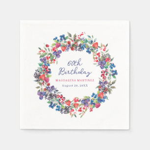 Rustic Boho Berry Summer Custom 60th Birthday Napkins