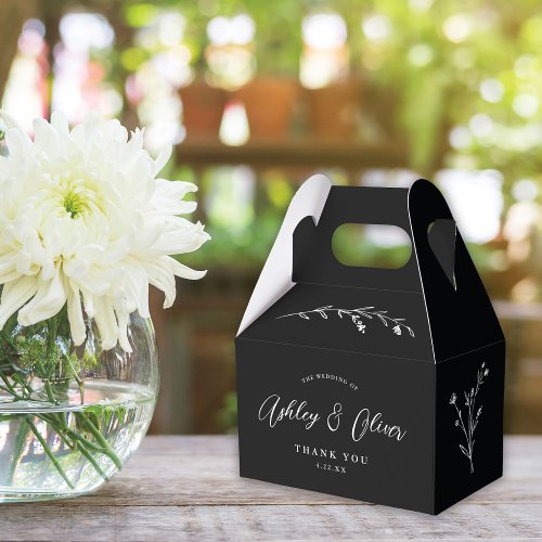 Rustic Boho Black  White Wildflower Wedding Favor Boxes