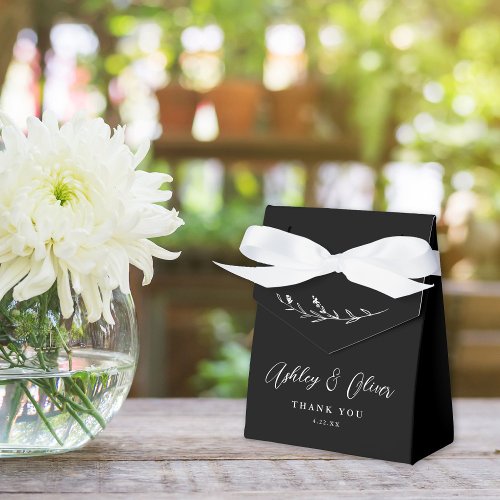 Rustic Boho Black Wildflower Wedding Favor Boxes