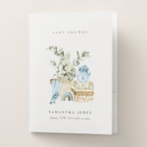 Rustic Boho Blue Nursery Foliage Boy Baby Shower Pocket Folder