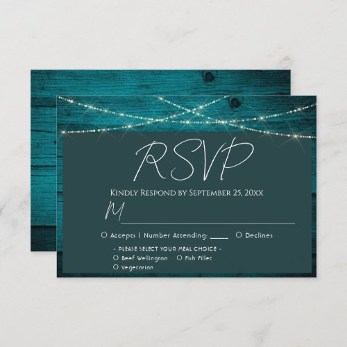 Rustic Boho Blue Wood Wedding RSVP