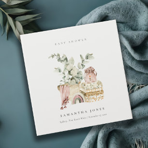 Rustic Boho Blush Nursery Foliage Girl Baby Shower 3 Ring Binder