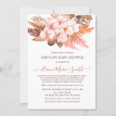 Rustic Boho Blush Pampas Drive By Baby Shower Invitation (Front)
