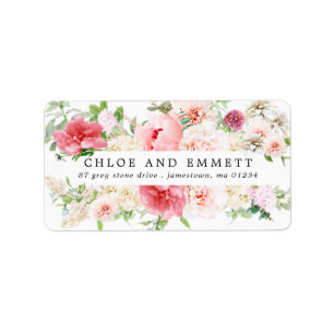 Rustic Boho Blush Pink Peony Floral Address Label