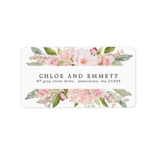 Rustic Boho Blush Pink Rose Floral Address Label