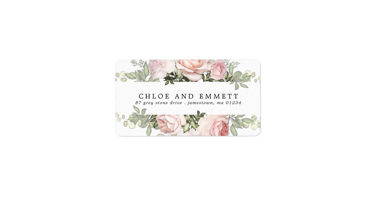 Rustic Boho Blush Pink Rose Floral Address Label Zazzle