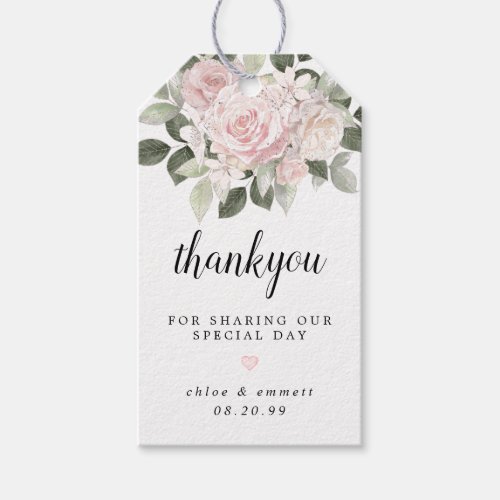 Rustic Boho Blush Pink Rose Floral Wedding Gift Tags