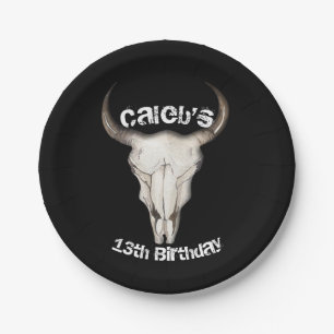 Rustic Boho Bohemian Cow Bull Birthday Party Paper Plates