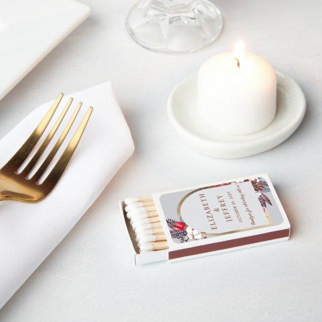 Rustic Boho Botanical Cotton Winter Wedding  Matchboxes (Insitu)
