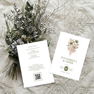 Rustic Boho Botanical Posy Sage Wedding TLW26 Invitation
